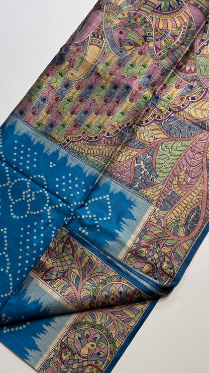 Madhubani x Bandhani Fusion Saree