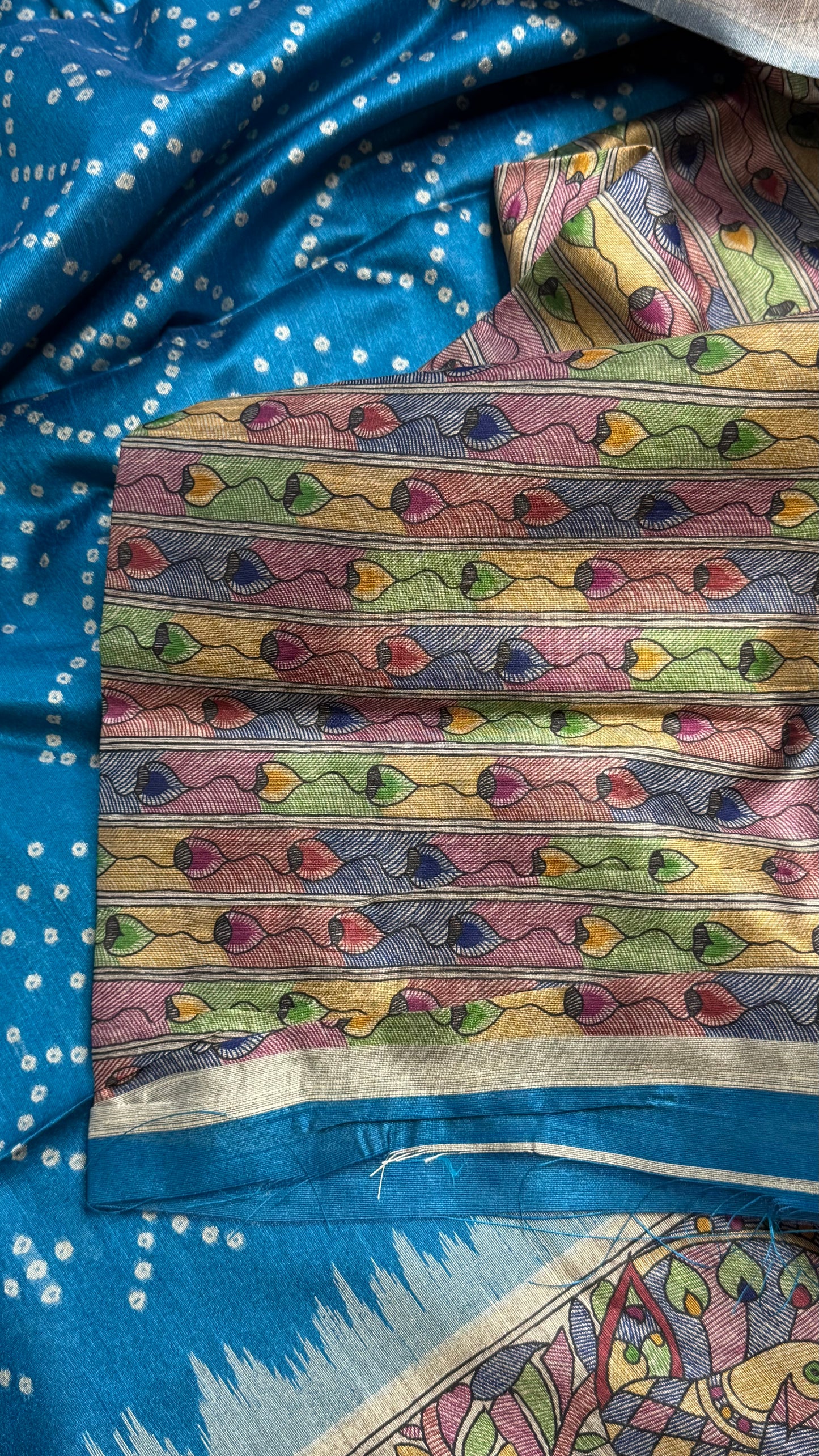 Madhubani x Bandhani Fusion Saree