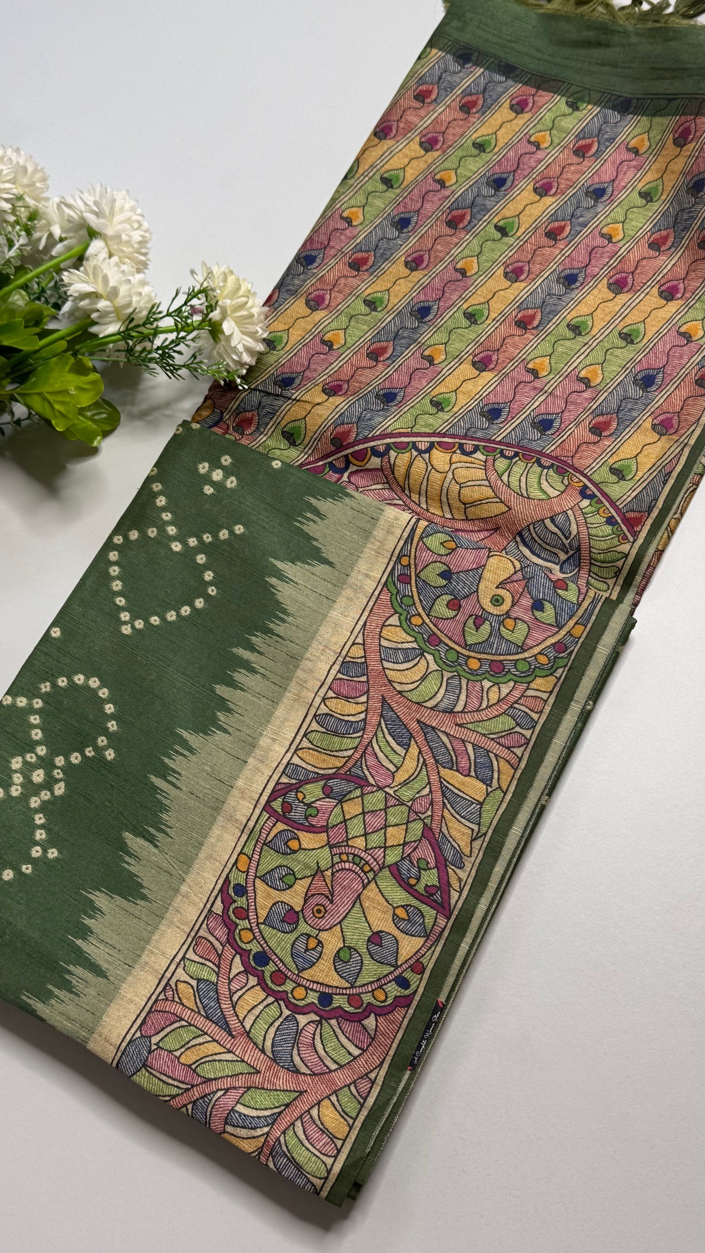 Madhubani x Bandhani Fusion Saree