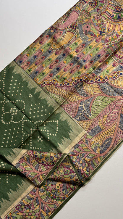 Madhubani x Bandhani Fusion Saree