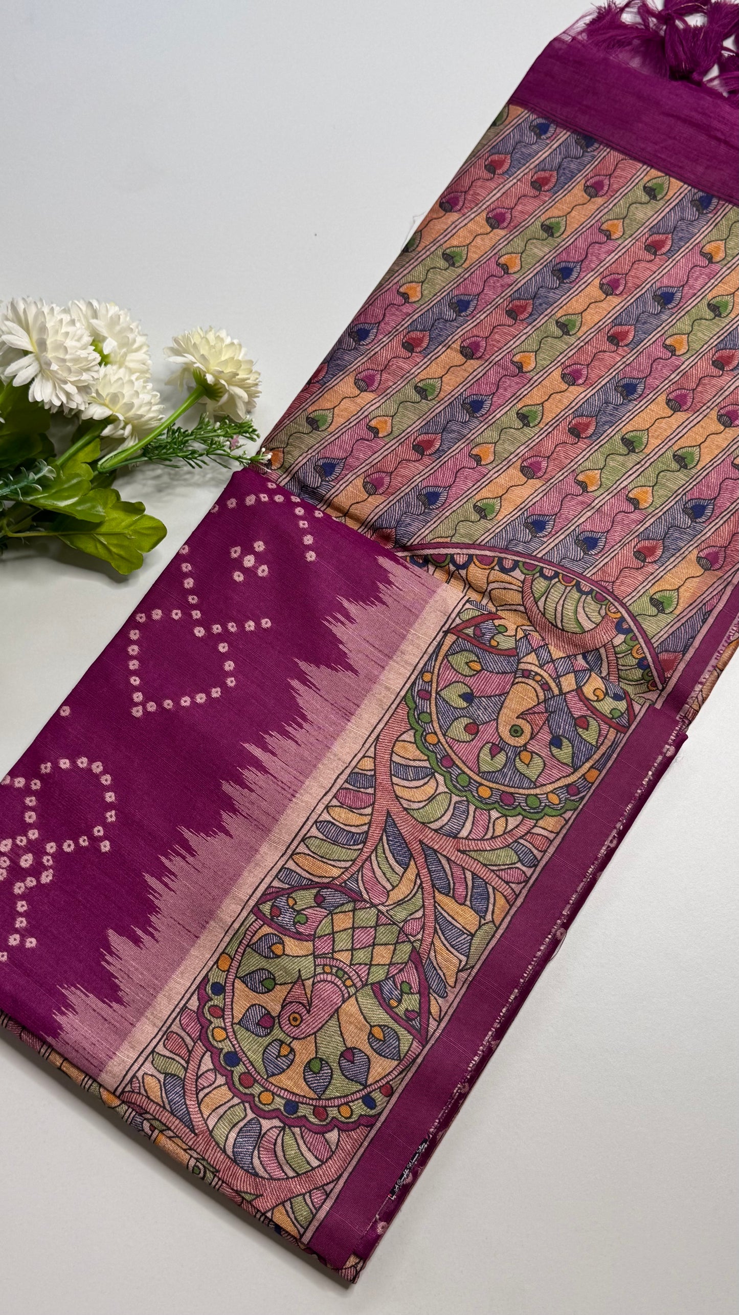 Madhubani x Bandhani Fusion Saree