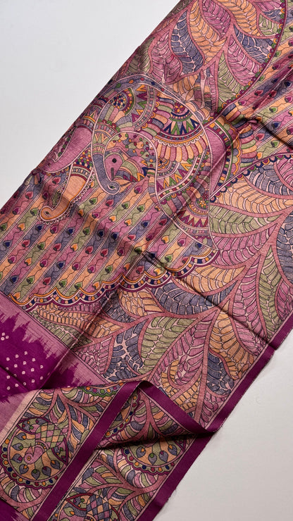 Madhubani x Bandhani Fusion Saree