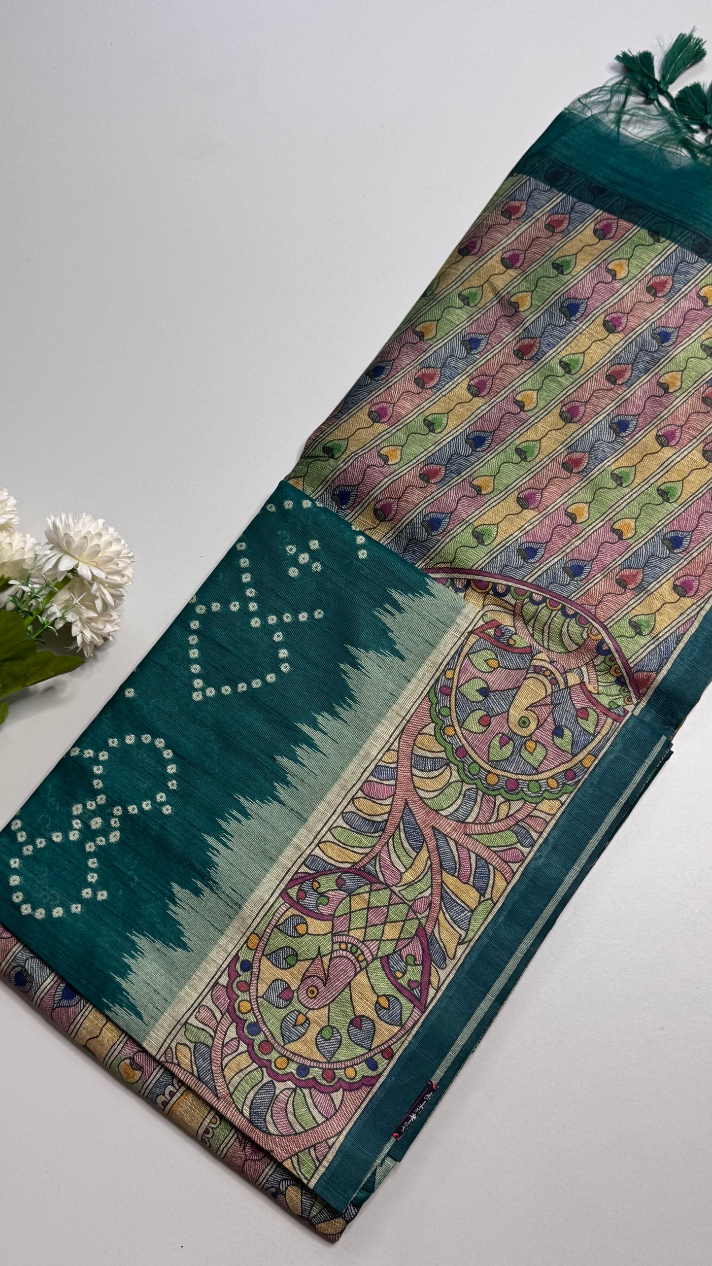 Madhubani x Bandhani Fusion Saree