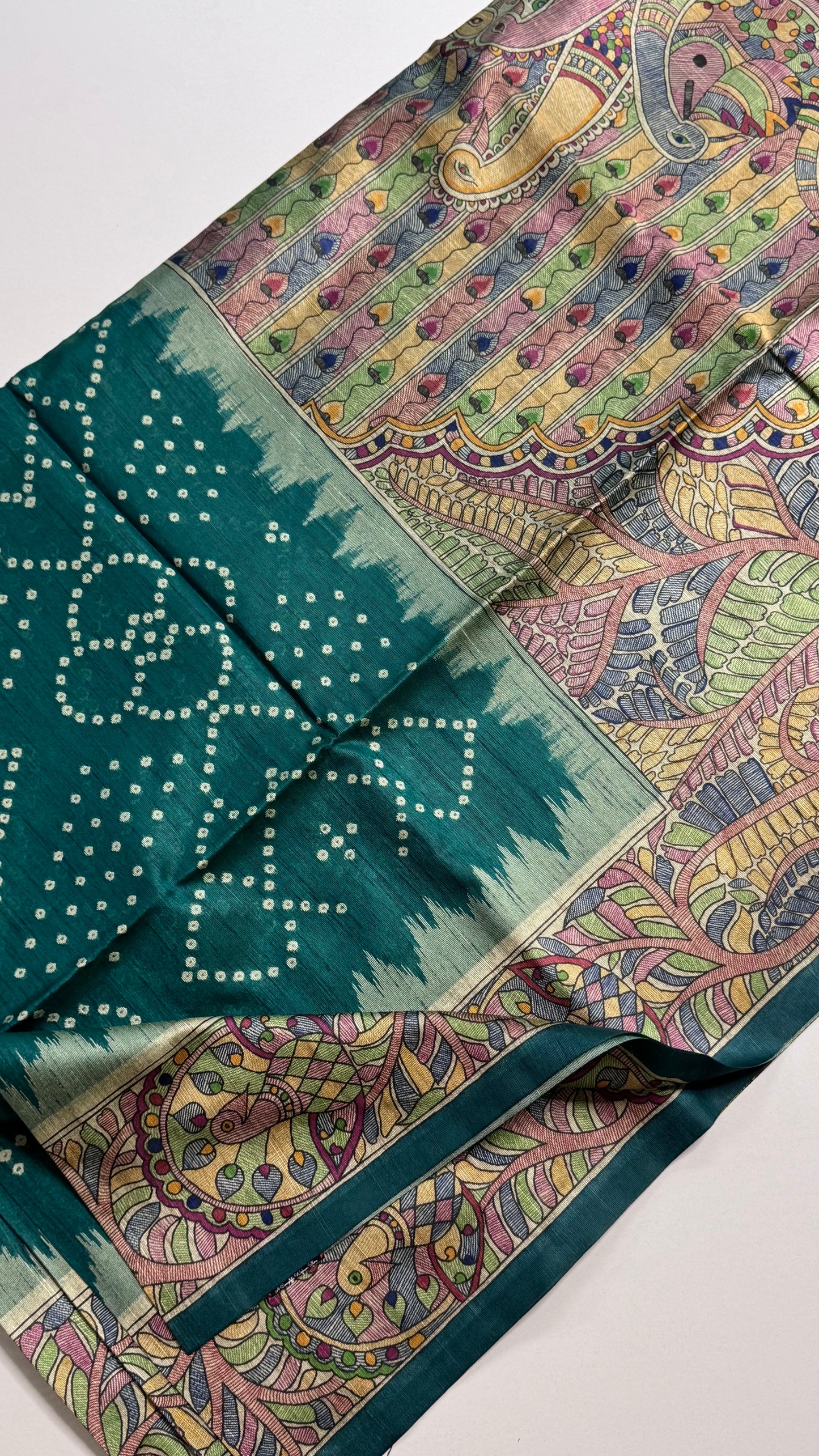 Madhubani x Bandhani Fusion Saree
