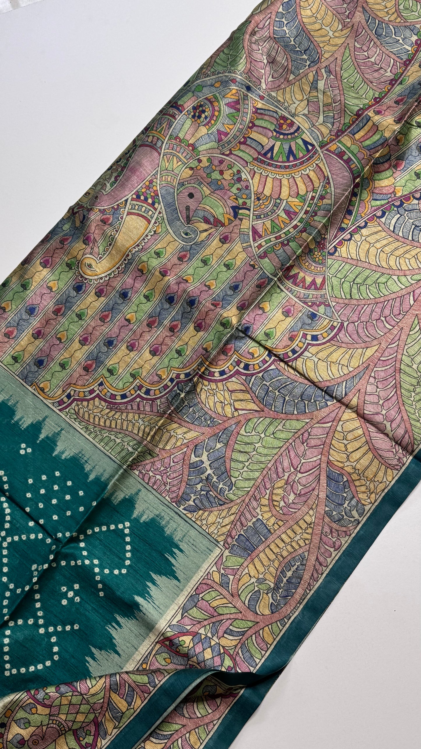 Madhubani x Bandhani Fusion Saree