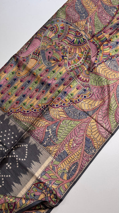 Madhubani x Bandhani Fusion Saree