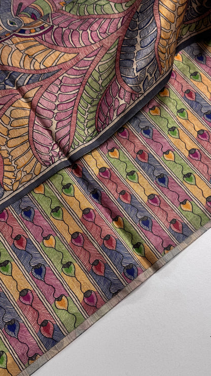 Madhubani x Bandhani Fusion Saree