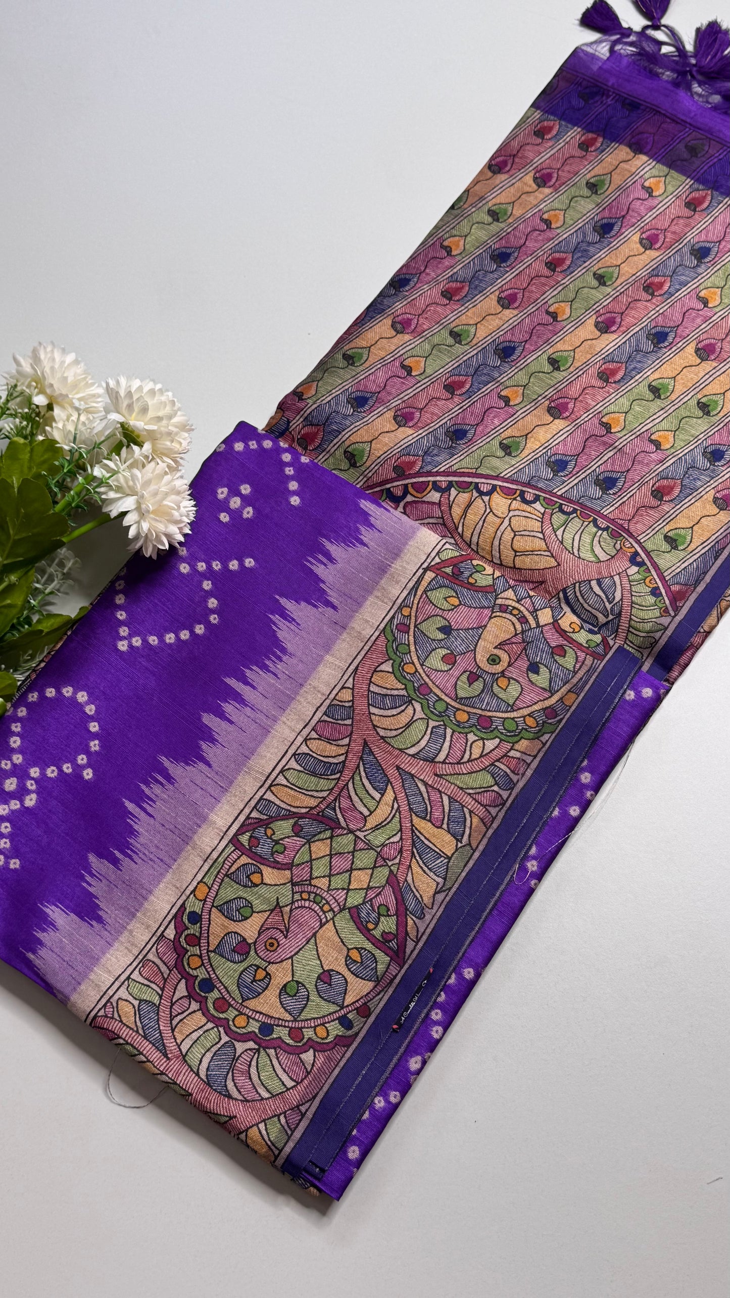 Madhubani x Bandhani Fusion Saree