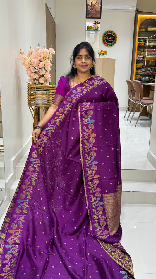 Tussar Georgette Saree with Thread & Zari Woven Border