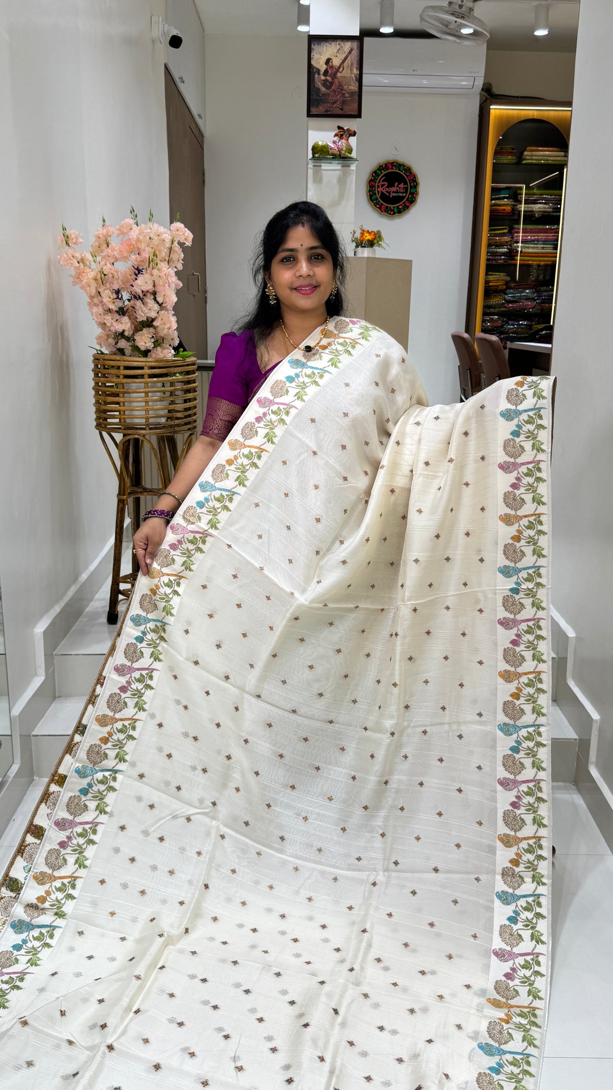 Tussar Georgette Saree with Thread & Zari Woven Border