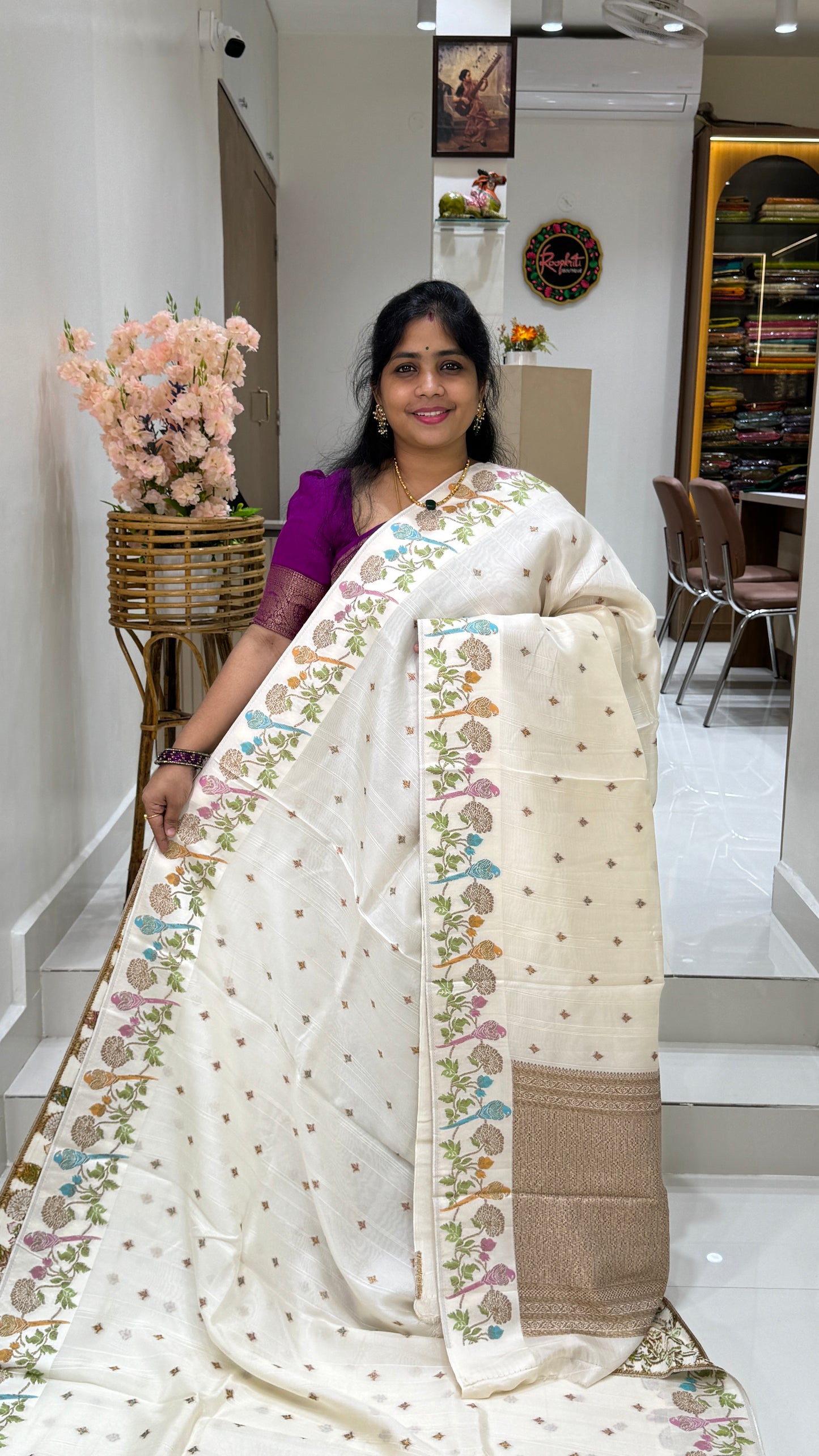 Tussar Georgette Saree with Thread & Zari Woven Border