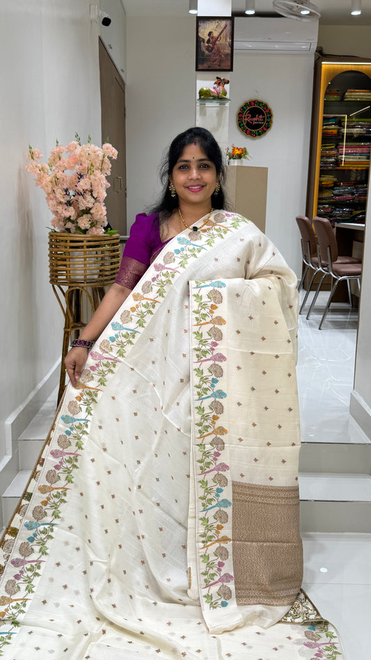 Tussar Georgette Saree with Thread & Zari Woven Border