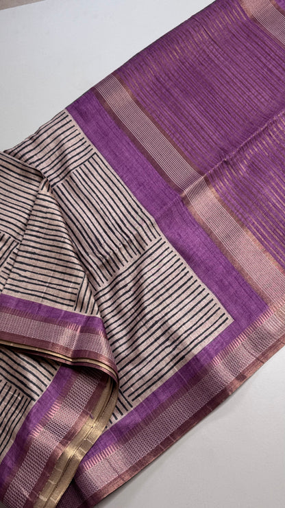 Semi Tussar Fusion Saree