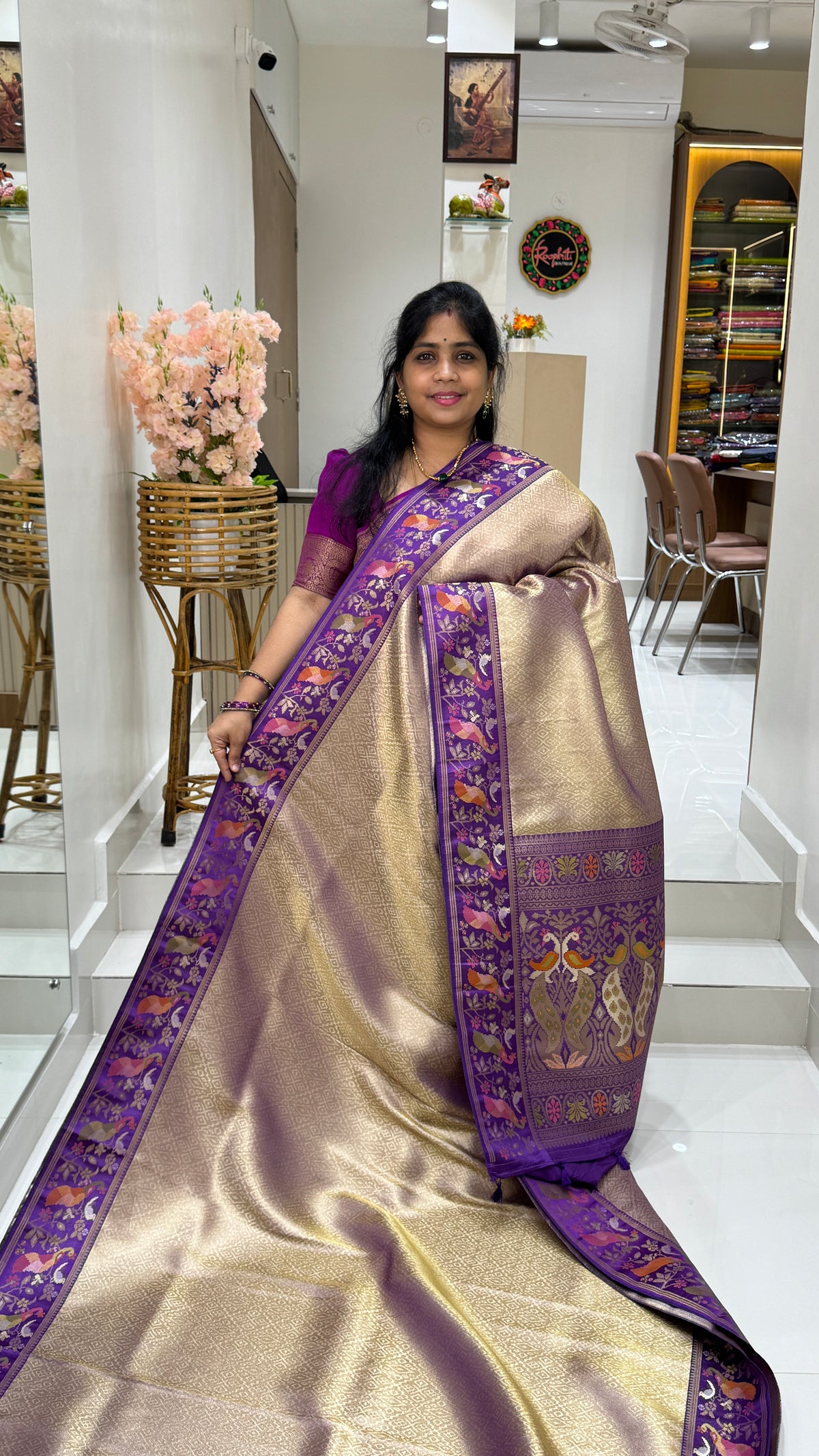 Banaras Brocade Tissue Saree with Paithani Border