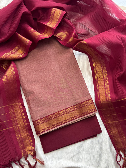 Mangalgiri cotton 3piece Unstitched salwar suit