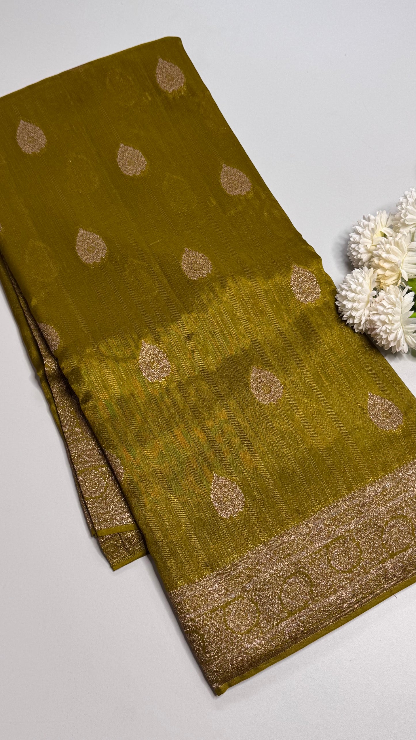 Semi Raw Silk Saree with Antique Border