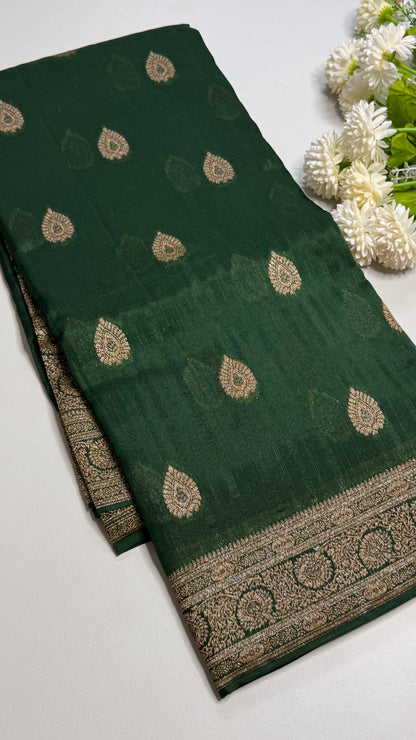 Semi Raw Silk Saree with Antique Border