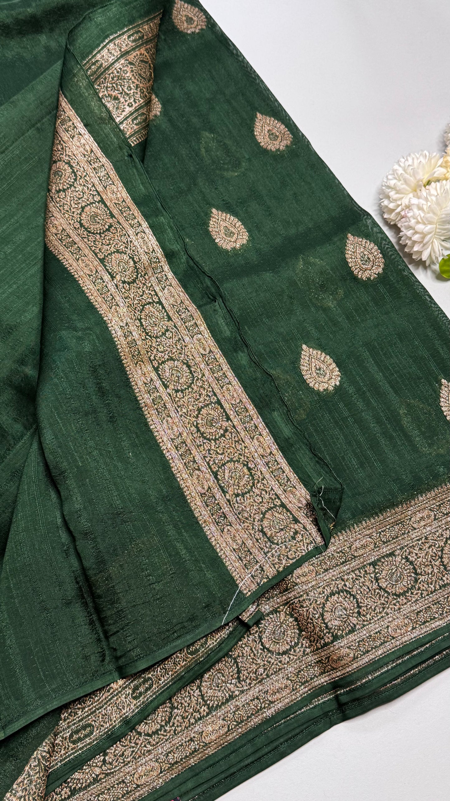Semi Raw Silk Saree with Antique Border