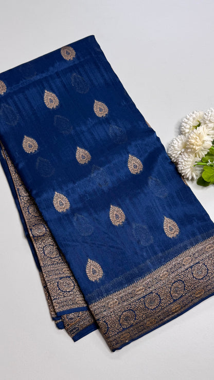 Semi Raw Silk Saree with Antique Border