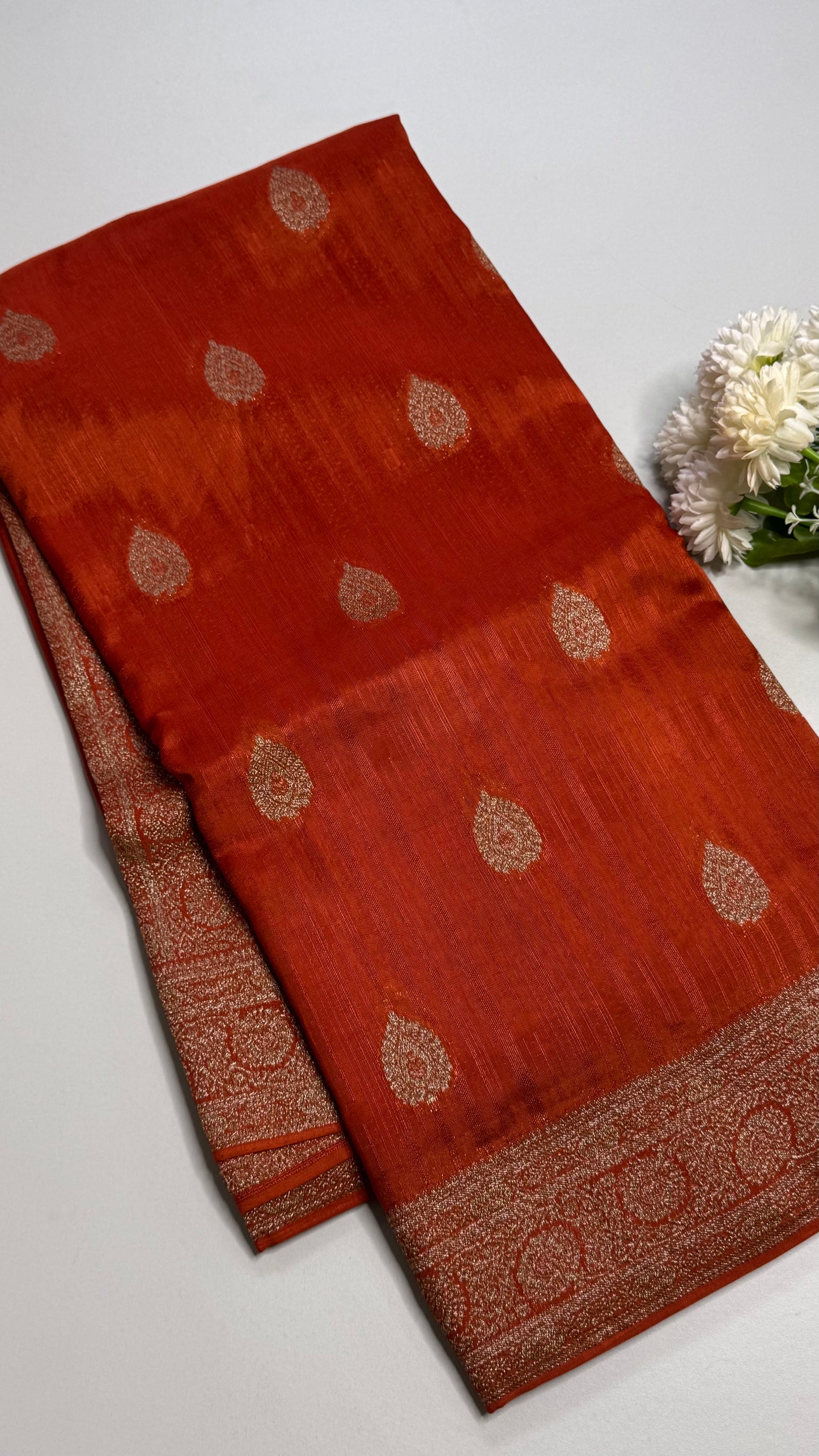 Semi Raw Silk Saree with Antique Border