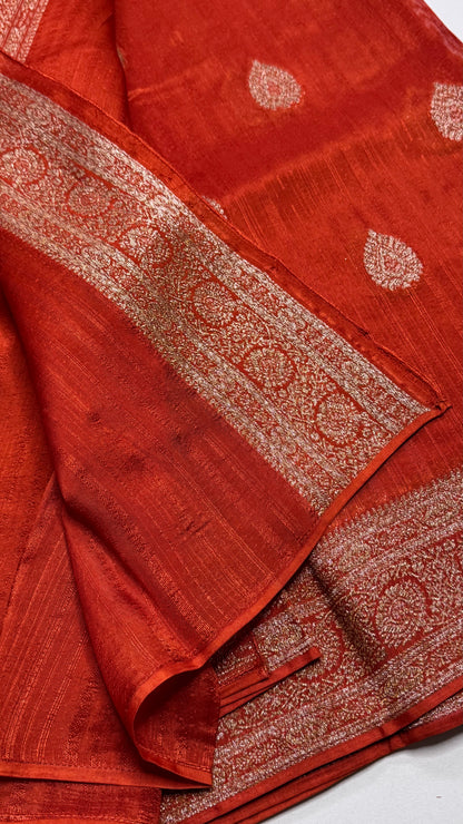 Semi Raw Silk Saree with Antique Border