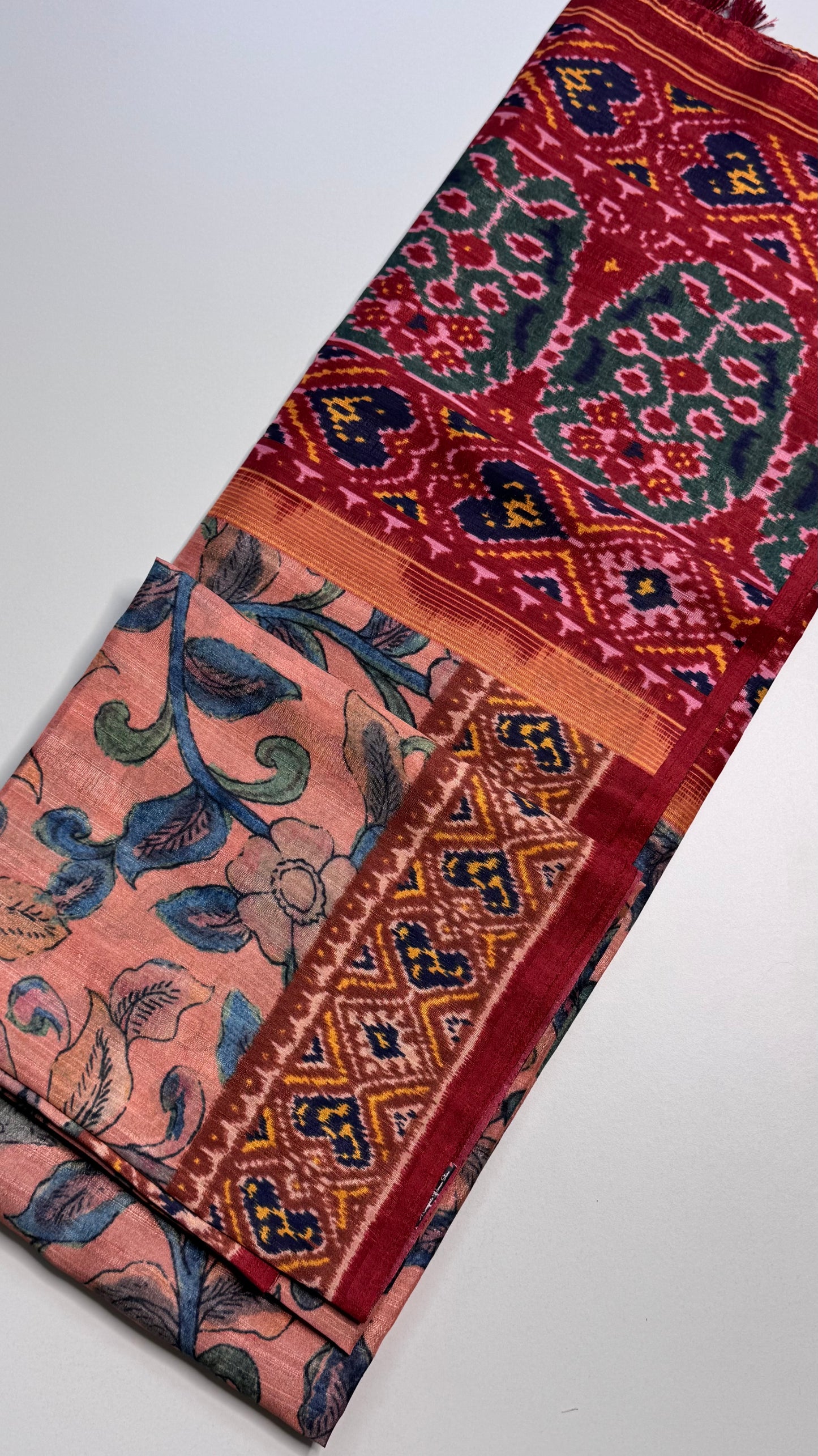 Kalamkari Printed Korean Tussar Saree