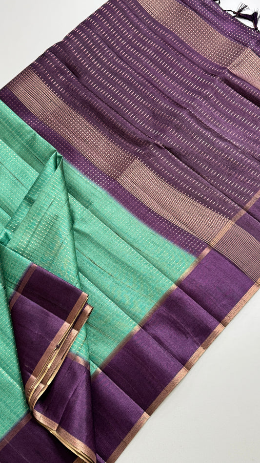 Semi Raw Silk Saree Fusion Style