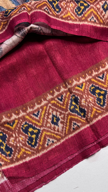 Kalamkari Printed Korean Tussar Saree