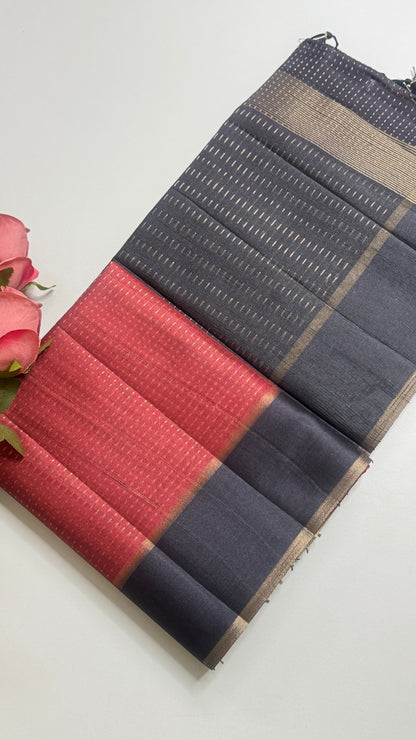 Semi Raw Silk Saree Fusion Style