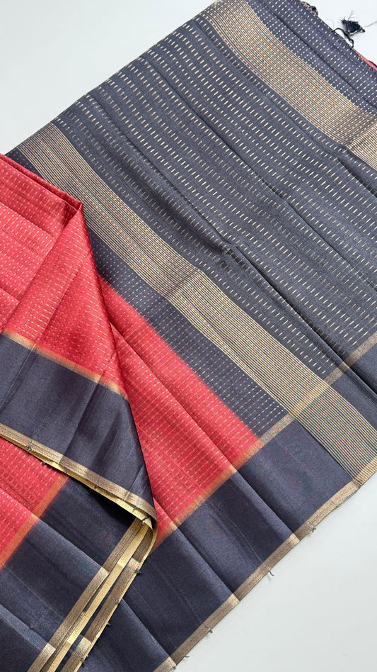 Semi Raw Silk Saree Fusion Style