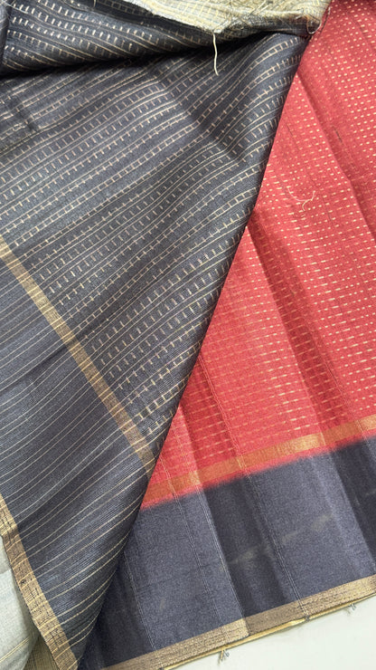 Semi Raw Silk Saree Fusion Style
