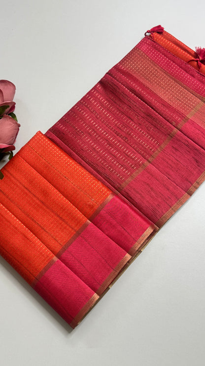 Semi Raw Silk Saree Fusion Style