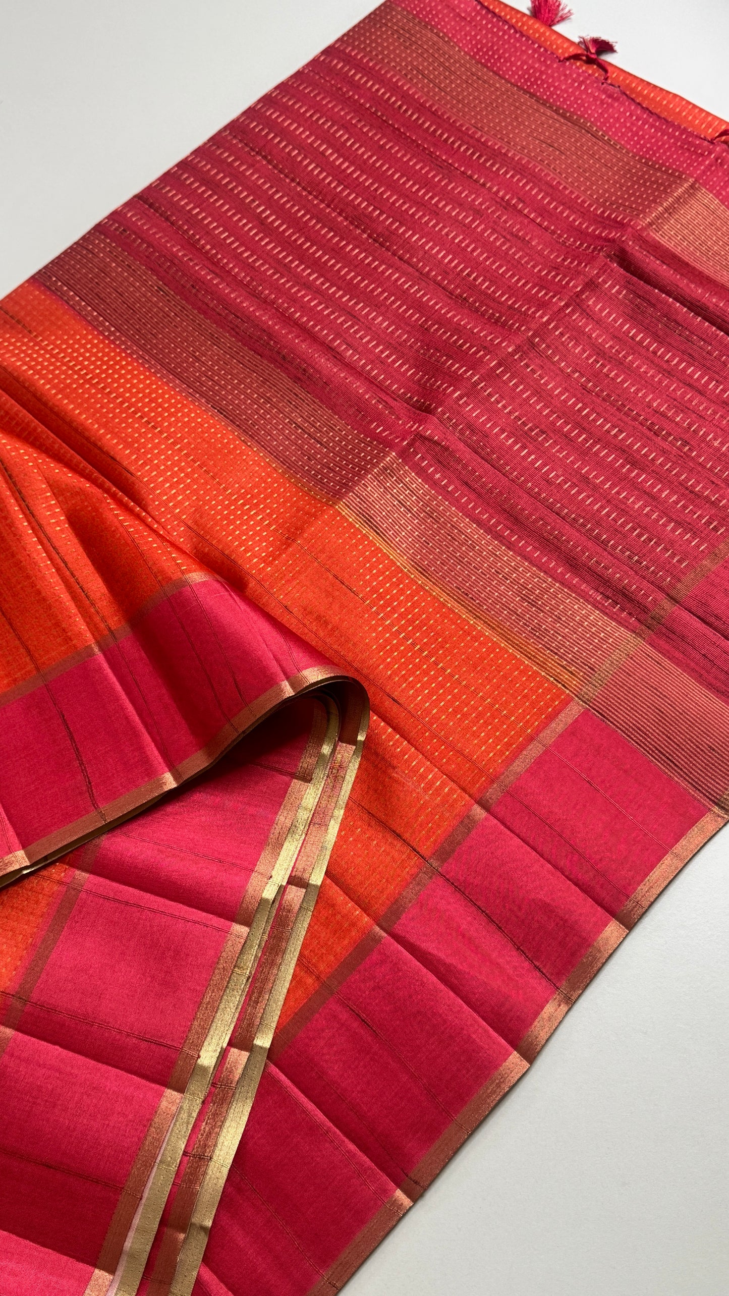 Semi Raw Silk Saree Fusion Style