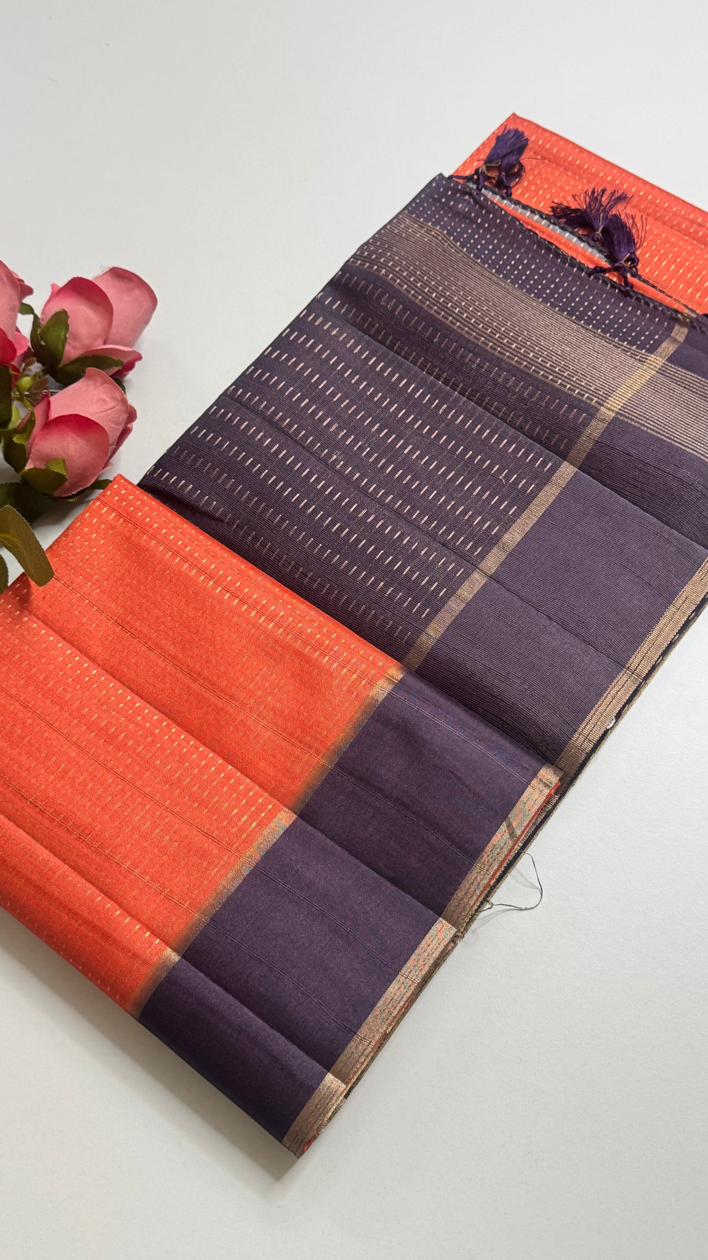 Semi Raw Silk Saree Fusion Style