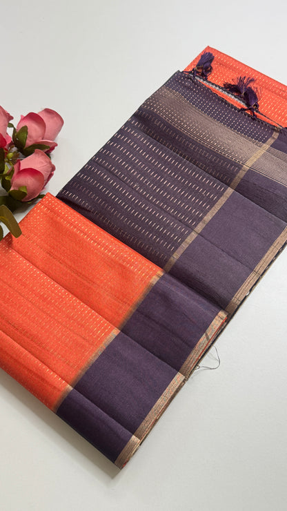 Semi Raw Silk Saree Fusion Style