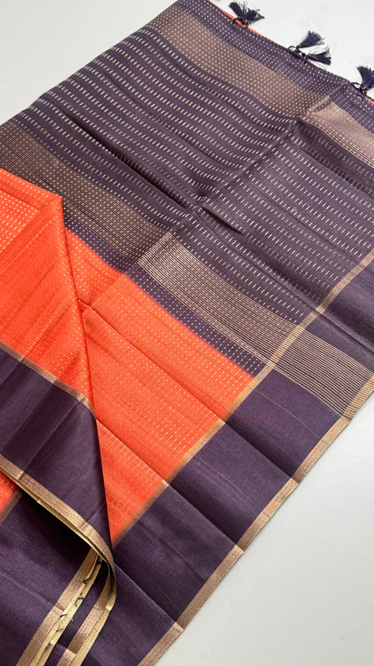 Semi Raw Silk Saree Fusion Style