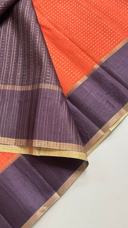 Semi Raw Silk Saree Fusion Style