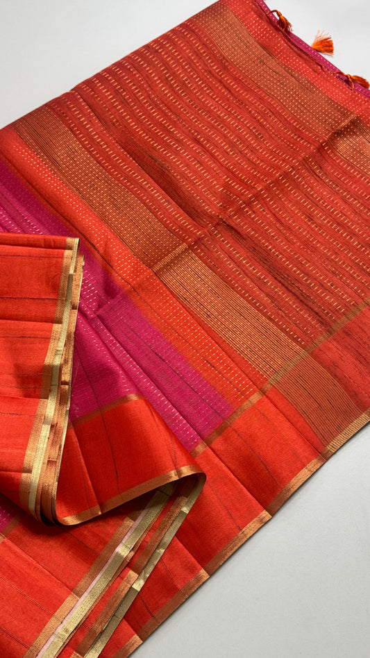 Semi Raw Silk Saree Fusion Style