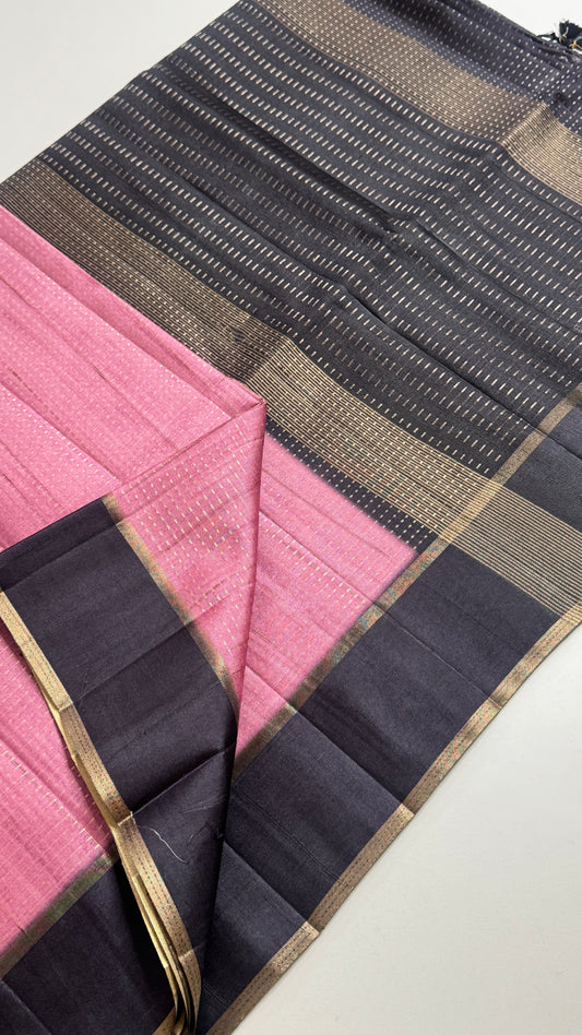 Semi Raw Silk Saree Fusion Style