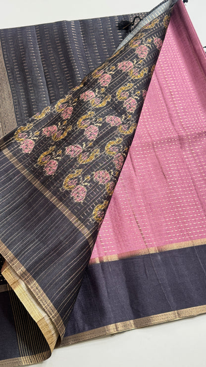Semi Raw Silk Saree Fusion Style
