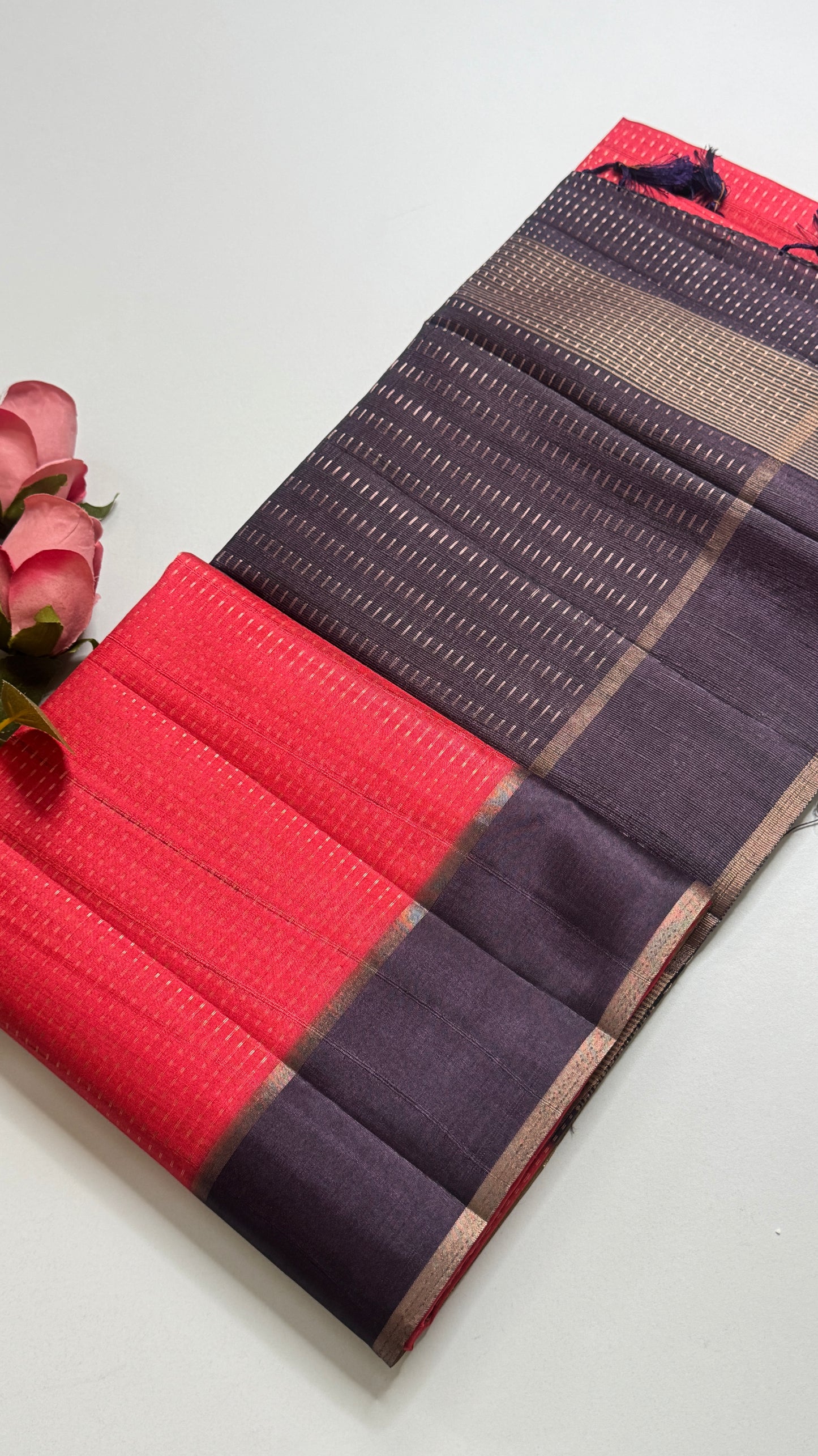 Semi Raw Silk Saree Fusion Style