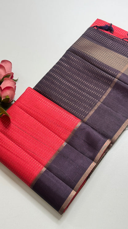 Semi Raw Silk Saree Fusion Style