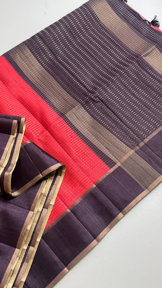 Semi Raw Silk Saree Fusion Style