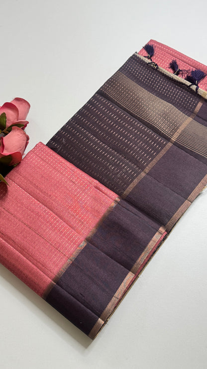 Semi Raw Silk Saree Fusion Style