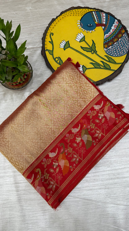Banaras Brocade Tissue Saree with Paithani Border