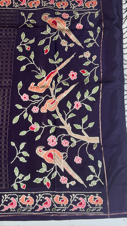 Semi Tussar With Petit Point Embroidery Border