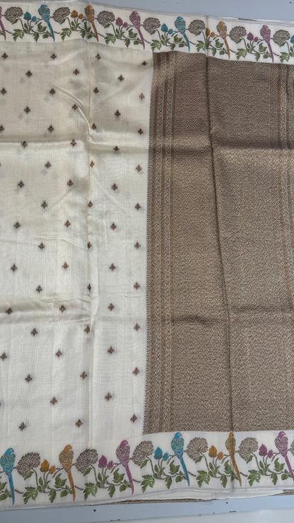 Tussar Georgette Saree with Thread & Zari Woven Border