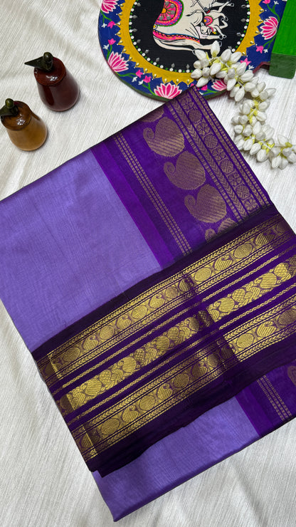 Plain Pure Silk Cotton Saree with Korvai Border