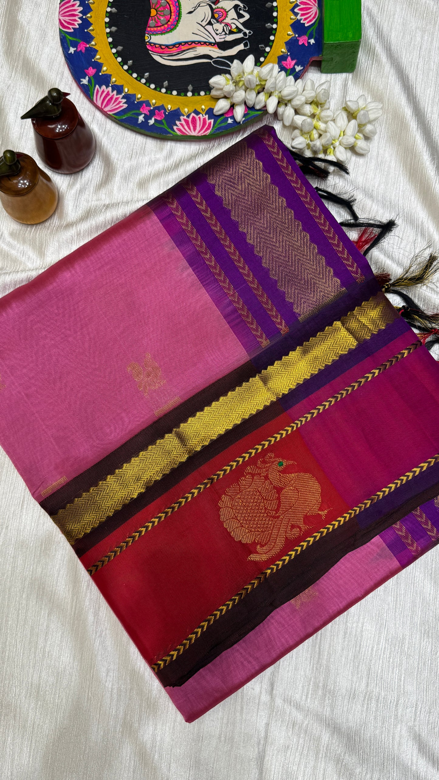 Pure Silk Cotton Saree with Korvai Border