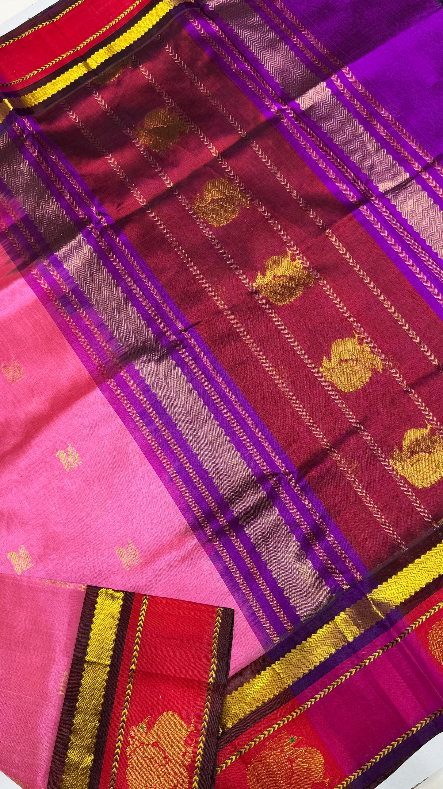 Pure Silk Cotton Saree with Korvai Border